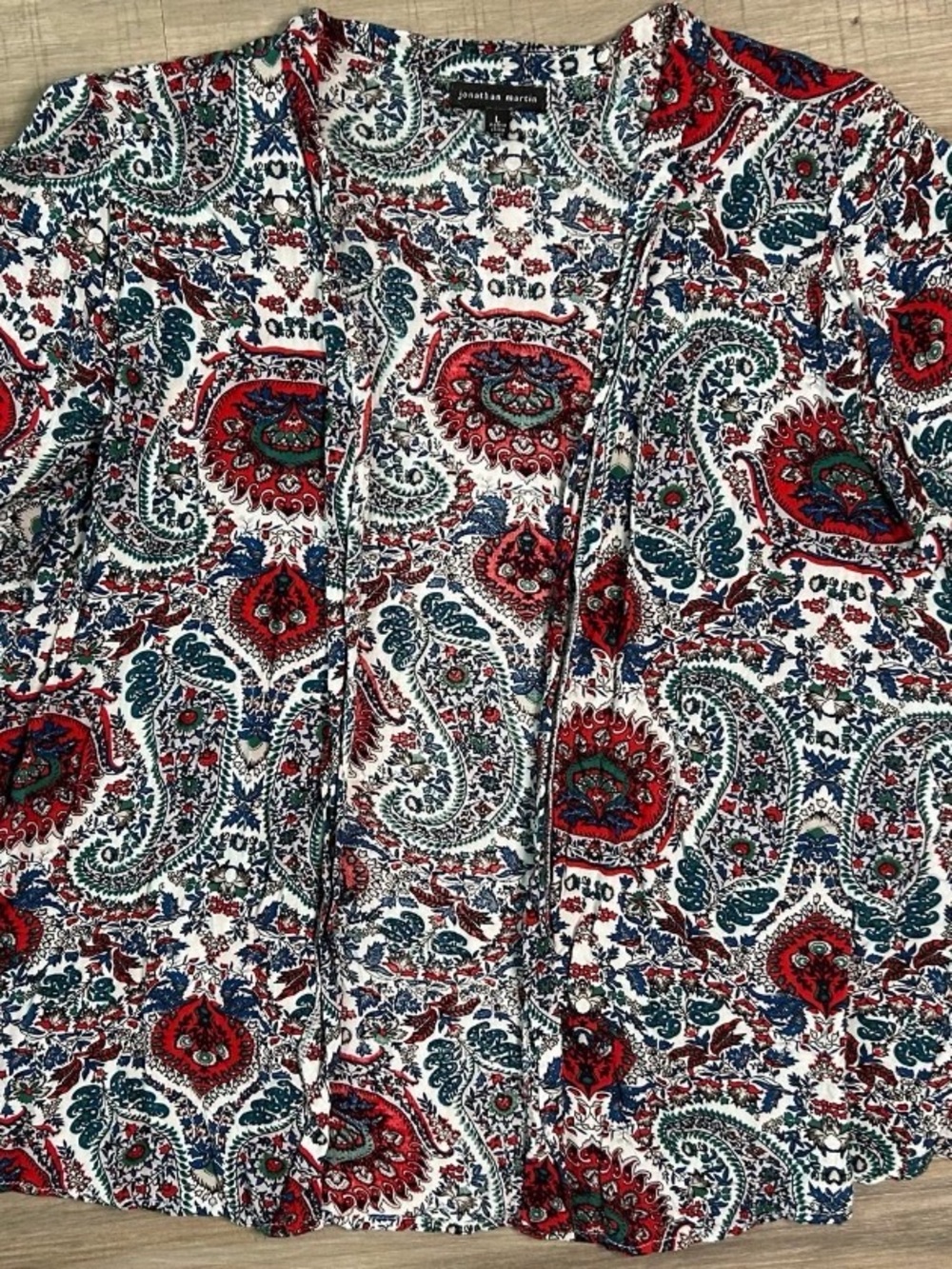 Red, Teal & Navy Paisley Open Cardigan